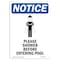 Signmission OSHA Notice, 7" Height, Please Shower Before Sign With Symbol, 7" X 5", Portrait OS-NS-D-57-V-17586 - alternate 1